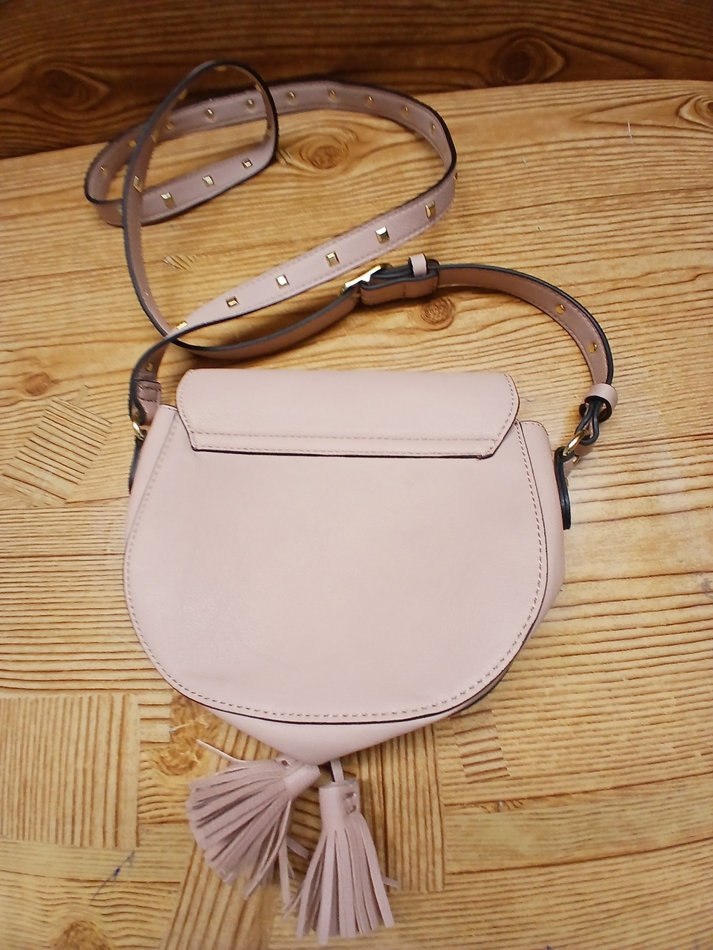 Victoria's Secret Blush Pink Saddle Crossbody Bag with Tassels